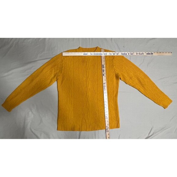 Vintage Sears Sweater Unisex Small Yellow Cable Knit Sweater Orange yellow Grung - Picture 4 of 12